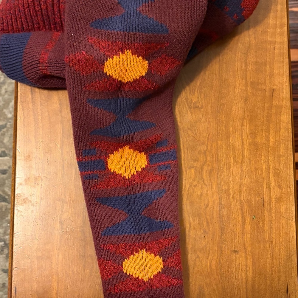 Lucky Brand Burgundy and Navy Knit Aztec sweater - Picture 5 of 6